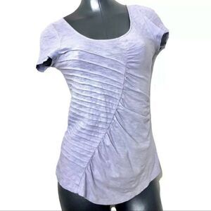 Deletta | Anthropologie pale purple ribbed detailed short sleeve top shirt